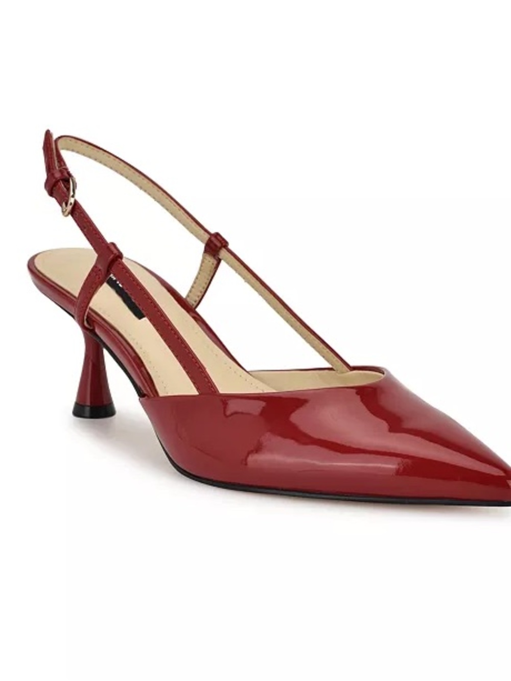 Nine West Red Patent Slingback Pointed-Toe Heels